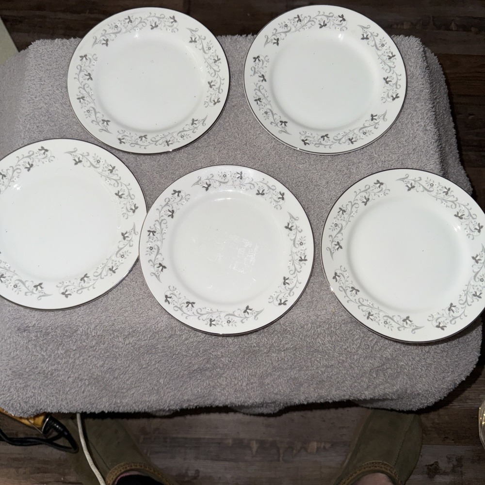 5 Fine China of Japan MOON MIST 6-3/8" Bread Butter Plates Set of FIVE
